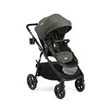 Joie Ginger 4-in-1 Convertible Pramette and Stroller, Height Adjustable seat, All-Wheel Suspension, Extra Storage – for Newborns and Toddlers (Evergreen)