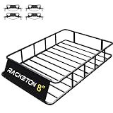 Racketon 64”x45”x8” Roof Cargo Rack for SUV Car Trucks,Heavy Duty Cargo Basket Anti-Rust Top Luggage Rack
