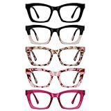 XXZQRYHN Oprah Reading Glasses for Women-5 Pack Blue Light Blocking Square Fashion Readers with Spring Hinge Computer Eyeglasses(Mix1, 1.75x)