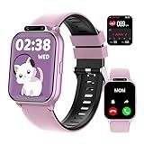 Kids Waterproof Smart Watch Girls with Fitness Tracker Sports Activity Pedometer Heartrate SpO2 Stress Monitor Flashlight APP HD Touch Screen Camera Games Music for 4-13 Year Old Girls Gifts for Kids