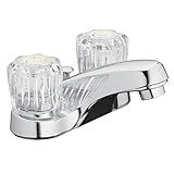 Aqua Vista 10-B421-AV Two Handle Bathroom Sink Faucet, Polished Chrome with Acrylic Round Knobs