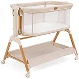Ezebaby Baby Bassinet Bedside Sleeper: 3-in-1 Rocking Bassinet for Baby - Breathable Full-Mesh Crib with Mattress | 6 Height Adjustable | Portable Crib with Lockable Wheels for Newborns