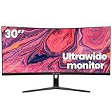 CRUA 30Inch Ultrawide Curved Monitor, 21:9 WFHD(2560x1080P) VA Computer Monitor, 120% sRGB 100HZ 1500R PC Monitors Support FreeSync, Wall-Mounted, with HDMI/DP Display Port-Black