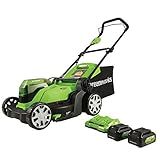 Greenworks 48V (24V x 2) 17" Cordless (Push) Lawn Mower (200+ Compatible Tools), (2) 4.0Ah Batteries and Dual Port Rapid Charger Included