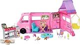 Barbie Dream Camper Playset with Roof Tent, Swing Chair, Fishing Pond, BBQ Grill with Color-Change Feature & 60+ Accessories Including Dough