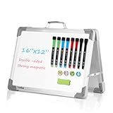 Small Dry Erase White Board – TANKEE Magnetic Desktop Foldable Whiteboard Portable Mini Easel Double Sided on Table Top with Holder for Drawing, Teacher Instruction, Memo Board