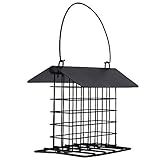 winemana Suet Feeder for Outside Hanging, Metal Suet Cake Holder Squirrel Proof, Weatherproof Bird Feeders for Wild Birds Woodpecker, Single Suet Cage for Outdoor Garden