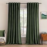 MIULEE Velvet Curtains 52x84 inches 2 Panels Olive Green Blackout Curtains