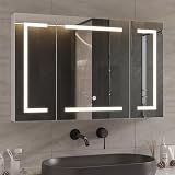 DICTAC Medicine Cabinet with Mirror and LED Light, Wall Mounted Bathroom Mirror with Storage, 3 Doors Bathroom Wall Cabinet, Memory Dimmable 3 Color Temp, Adjustable Shelves, 39.4''x23.6''