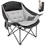 Suteck Oversized Camping Chairs for Adults - Heavy Duty Padded Camping Chair Folding Lawn XL Camp Chair with Cup Holders for Outdoor Sports Beach Fishing, Support to 500 lbs