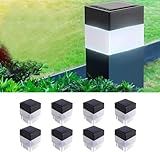 Yesprumlves Solar LED 2In x 2In(5cm x 5cm) Fence Post Cap for Wrought Iron and Aluminum or Garden, Solar Fence Lights White Light (Warm Light, 8)