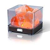 HISUNY Touch Himalayan Salt Lamp with Smart Heating Essential Oil System, 6-Way Dimmable Mini USB LED Pink Natural Salt Rock Night Lamp for Home Decor Zen Gifts Salt Therapy Yoga Spa Meditation