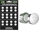 POWEROWL LR44 Batteries 24 Count, High Capacity AG13 357 303 SR44 L1154F A76 Premium Alkaline Battery 1.5V Button Coin Cell Batteries