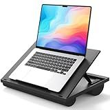 HUANUO Laptop Desk, Portable Laptop Stand Fits Up to 15.6 Inch Laptops, Adjustable with 8 Angles Lap Desks for Adults - Dual Cushion Desk for Sofa, Bed, Car or Work Table