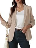 Kelyaa Womens One Button Blazer Casual Open Front Long Sleeve Suit Jackets Business Work Office Blazers with Pockets Khaki