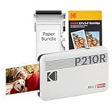Kodak Mini 2 Retro 4PASS Portable Photo Printer, 2.1x3.4 inches, 38 Sheets Bundle, White