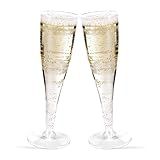 TENYASEN 30 Pack Clear Plastic Champagne Flutes 5oz – Shatterproof Disposable Wine Cups for Wedding, Party, Birthday, Toasting, Bridal Shower, Mimosa – Elegant & Easy Cleanup