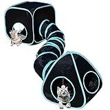 GONPETGP Cat Tunnels for Indoor Cats with Cube Tent Toys Combo, Pop Up Collapsible Crinkle Interactive Peek Hole, Cat Tube with Play Ball and Bell for Kitten, Puppy, Kitty, Rabbit - Set of 3
