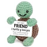 4THFARMES Mini Funny Turtle Best Friend Friendship Gifts for Women Men, Birthday Gifts for Friends Female Male Girls, I Love You Small Cute Stuff Things, Handmade Emotional Positive Crochet Turtle