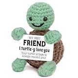4THFARMES Mini Funny Turtle Best Friend Friendship Gifts for Women Men, Birthday Gifts for Friends Female Male Girls, I Love You Small Cute Stuff Things, Handmade Emotional Positive Crochet Turtle
