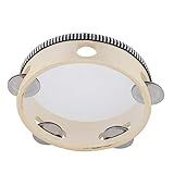 Hand Held Tambourine Drum 6 inch Bell Birch Metal Jingles Percussion Gift Musical Educational Drum Instrument for KTV Party Kids Games (6 inch)
