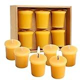 LJQizn 6pcs Beeswax Votive Candles Pure Handmade Pillar Natural Votives Set for Gift Home Décor Party Wedding Spa