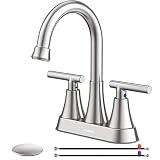 Bathroom Faucet, Hurran 4 inch Centerset 2-Handle Lead-Free, Brushed Nickel