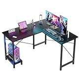 DUMOS L Shaped Desk, Computer Gaming Desks Corner Office Table with CPU Shelf for Home Study Writing Work Station 50 Inch, Black