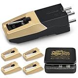 JoTownCand 5PCS Upgrade Ruby Record Player Needle and Turntable Cartridge Kit, Replacement Stylus with Elliptical Diamond Tip for Crosley Victrola ION, High Fidelity Sound, Low Record Wear