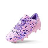 DREAM PAIRS Boys Girls Soccer Cleats,Pink/Purple,12 Little Kid