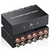 PROZOR 2(1)-in-1(2)-Out Amp Amplifier Speaker Switcher Selector, 2-Way Speaker switcher selector Box with A/B Switch and No External Power