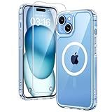TAURI for iPhone 15 Case, [3 in 1] 1X Clear Case [Compatible with MagSafe] with 2X Screen Protector, [15 FT Military Grade Drop Protection] Shockproof Slim Phone Case for iPhone 15