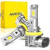 AUXITO H11 H8 H16 LED Fog Light Bulbs, 600% Brightness 6500K Cool White Driving Fog lights, 1:1 Mini Size Front Fog Lamps, Non-polarity, Play and Plug (Pack of 2)