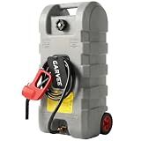 Garvee 15 Gallon Gas Caddy, Heavy-Duty Gas Can and Fuel Caddy with Manual Fuel Transfer Pump, Portable Fuel Tank on Wheels with 10 ft Hose for Lawn Mowers, Cars, Boats, ATVs, Home and Farm Use, Grey