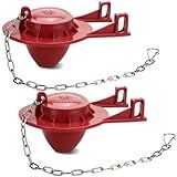 2 Pack 2-Inch Toilet Flapper Replacement Kit, Universal Flush Valve Flapper – Fits Kohler, Toto & American Standard, Water-Saving Rubber with Stainless Steel Chain & Hook, Easy to Install (Red)