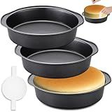 Gymdin 8 Inch Cake Pan - 3PCS Carbon Steel Round Cake Pans with 100 Pieces Parchment Paper, Non-stick & Easy Demolding, Non-toxic & Healthy