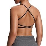 Aoxjox Women's Workout Sports Bras Fitness Ivy Low Impact Bra Yoga Crop Tank (Black, Small)