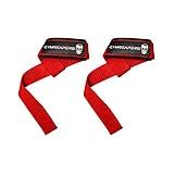 Gymreapers Lifting Wrist Straps for Weightlifting, Bodybuilding, Powerlifting, Strength Training, & Deadlifts - Padded Neoprene with 18" Cotton (Red)