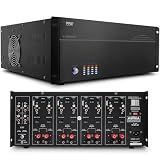 Pyle 4 Multi-Zone Stereo Amplifier - 19” Rack Mount, Powerful 8000 Watts with Speaker Selector Volume Control & LED Audio Level Display, 4-Ch. Bridgeable Switches - PT8000CH
