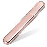MiDenso Premium Glass Nail File with Case, Crystal Diamond Salon Nail Buffer for Natural and Acrylic Nails, Apricot Color, Japanese Nano Technology, 5.5 Inch