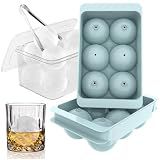 Large Ice Cube Molds, 2 Pack Round Ice Cube Mold with Storage Bin and Tongs, Makes 12 × 1.9-Inch Ice Spheres, Easy Fill and Twist Release for Whiskey, Bourbon and Cocktails