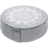 Florensi Meditation Cushion Grey Velvet Buckwheat Round Yoga Floor Seat