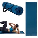Gaiam Essentials Thick Yoga Mat Fitness & Exercise Mat with Easy-Cinch Carrier Strap, Navy, 72"L X 24"W X 2/5 Inch Thick, 10mm