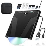 juwuoi External Blu Ray Drive,USB Blu ray Drive with SD/TF Ports 7-in-1 External Blueray/DVD Drive for PC Laptop Portable CD/DVD/BD Disc Reader Bluray Player Compatible with Windows Linux Mac OS