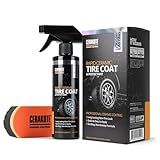 CERAKOTE Rapid Ceramic Tire Coat – Showroom New Tire Shine – Deep Tire Black Finish – Lasts Up to 10x Longer – No Sling, Non-Greasy Ceramic Tire Coating for Car, Truck & SUV – Easy Application (10oz)