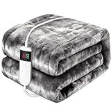 PFASDFW Heated Electric Blanket Throw 50''x60'' - Fast Tie-Dye Heating Blanket, Washable Heat Blanket 10 Heating Settings, 8h Timer Auto Off & Heated Protection, Soft Flannel & Sherpa Material