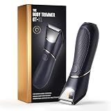 JMJDYITAO Body Hair Trimmer for Men:Pubic Hair Trimmer with Mirror & LED - IPX7 Waterproof Ceramic Blade Electric Ball Shaver, Wet or Dry Body Groomer with Travel Lock