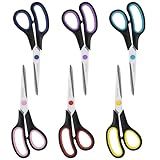 Scissors, BOOMIBOO 8" All Purpose 6 Pack - Comfort-Grip Scissors for Office Desk Accessories Sewing Fabric Home Craft School Supplies, Teacher/Class Supplies, Right/Left Handles