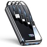 Portable Charger,50000mAh Power Bank Built-in Cable, 22.5W PD USB C In & Out Fast Charging, External Battery Pack with 6 Output & 2 Input, Travel Phone Charger for iPhone 17/16/15/14/13/12(Black)