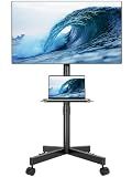BONTEC Rolling TV Stand for 23-65 Inch TVs,Mobile TV Cart with Wheels,Black